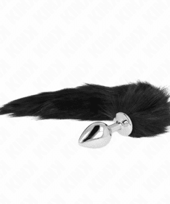KINK - PLUG ANAL TALLA M 8 X 3.5 CM CON COLA SINTÉTICA 40 CM NEGRO