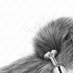 KINK - PLUG ANAL TALLA S 7 X 3 CM CON COLA SINTÉTICA 40 CM PLATEADO - piKanteo | Despierta tu lado más piKante