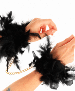 KINK - ESPOSAS DE PLUMAS NEGRO CON CADENA DORADA MODELO 1
