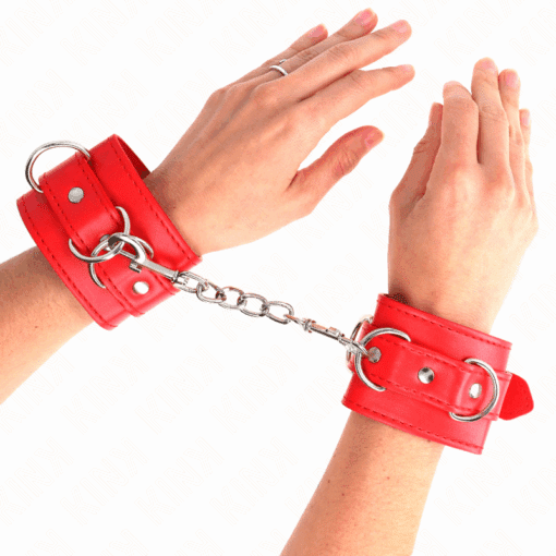 KINK - MUÑEQUERAS CON 3 ANILLAS EN D AJUSTABLE ROJO 17.5-25 CM X 6 CM - Imagen 4