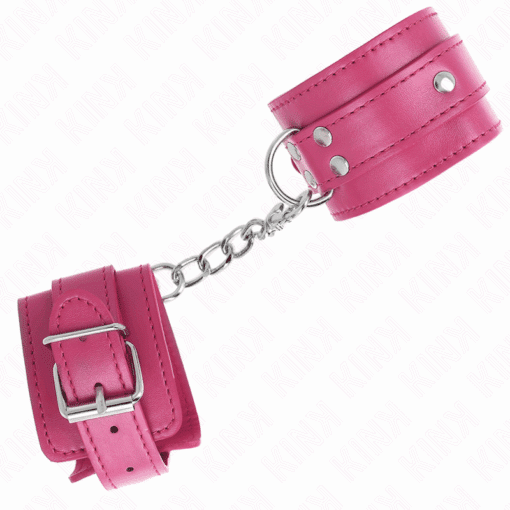 KINK - MUÑEQUERAS CON 3 ANILLAS EN D AJUSTABLE ROSA 17.5-25 CM X 6 CM - Imagen 2