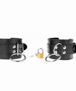 KINK - MUÑEQUERAS CON BLOQUEO DE CANDADO EN ANILLAS NEGRO AJUSTABLE 20-28 CM X 5.5 CM
