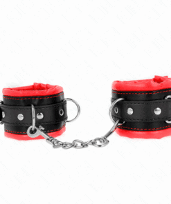 KINK - MUÑEQUERAS ESTILO HEAVY FORRO ROJO AJUSTABLE 20-30 CM X 6 CM