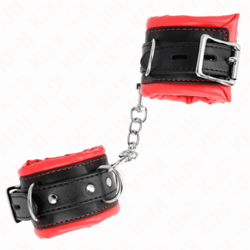 KINK - MUÑEQUERAS ESTILO HEAVY FORRO ROJO AJUSTABLE 20-30 CM X 6 CM - Imagen 2