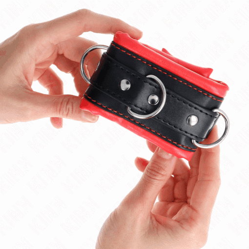 KINK - MUÑEQUERAS ESTILO HEAVY FORRO ROJO AJUSTABLE 20-30 CM X 6 CM - Imagen 3