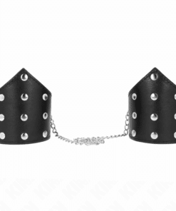 KINK - MUÑEQUERAS ESTILO PUNTIAGUDO NEGRO CON CADENA AJUSTABLE 17-23 CM X 8.5 CM