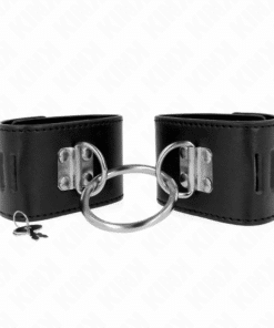 KINK - MUÑEQUERAS FIJAS CON ANILLA Y CIERRE CANDADO NEGRO AJUSTABLE 16-23 CM X 5.5 CM