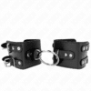 KINK - MUÑEQUERAS FIJAS CON ANILLA Y TACHUELAS NEGRO AJUSTABLE 17-22 CM X 6.5 CM