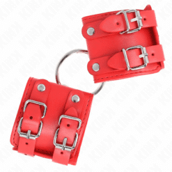 Alternative view of KINK - MUÑEQUERAS FIJAS CON ANILLA Y TACHUELAS ROJO AJUSTABLE 17-22 CM X 6.5 CM