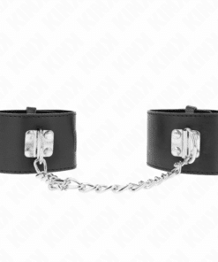 KINK - MUÑEQUERAS FIJAS CON CADENA 30 CM Y CIERRE CANDADO NEGRO AJUSTABLE 16-23 CM X 5.5 CM