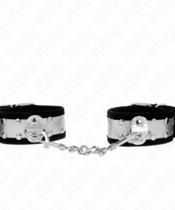 KINK - MUÑEQUERAS FINAS NEGRO / PLATEADO 30 X 4 CM