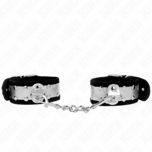 KINK - MUÑEQUERAS FINAS NEGRO / PLATEADO 30 X 4 CM
