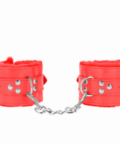 KINK - MUÑEQUERAS FORRADAS CON AGUJEROS CUADRADOS ROJO Y CORREA ROJO AJUSTABLE 17-29 CM X 6 CM