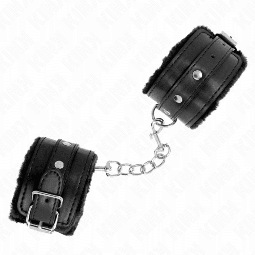 KINK - MUÑEQUERAS FORRADAS PREMIUM NEGRO CON CORREA NEGRO AJUSTABLE 17-29 CM X 6 CM - Imagen 2
