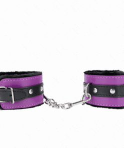 KINK - MUÑEQUERAS FORRADAS PREMIUM NEGRO CON CORREA VIOLETA / NEGRO AJUSTABLE 17-29 CM X 6 CM