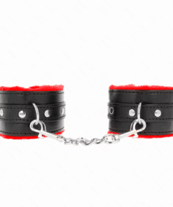 KINK - MUÑEQUERAS FORRADAS PREMIUM ROJO CON CORREA NEGRO AJUSTABLE 17-29 CM X 6 CM