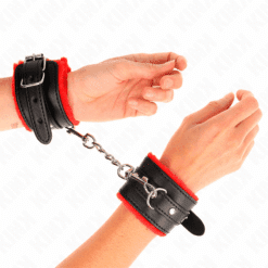 KINK - MUÑEQUERAS FORRADAS PREMIUM ROJO CON CORREA NEGRO AJUSTABLE 17-29 CM X 6 CM - piKanteo | Despierta tu lado más piKante