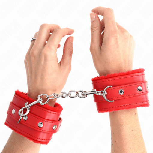 KINK - MUÑEQUERAS FORRADAS PREMIUM ROJO CON CORREA ROJO AJUSTABLE 17-29 CM X 6 CM - Imagen 4