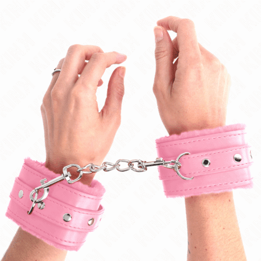 KINK - MUÑEQUERAS FORRADAS PREMIUM ROSA CON CORREA ROSA AJUSTABLE 17-29 CM X 6 CM - Imagen 4