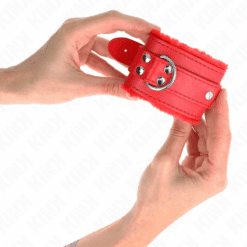 KINK - MUÑEQUERAS FORRADAS ROJO CON CORREA ROJO AJUSTABLE 20-29 CM X 5.5 CM - piKanteo | Despierta tu lado más piKante