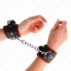 KINK - MUÑEQUERAS FORRADAS ROJO / NEGRO AJUSTABLE 17-29 CM X 6 CM - piKanteo | Despierta tu lado más piKante