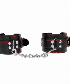 KINK - MUÑEQUERAS NEGRO CON DETALLES EN ROJO AJUSTABLE 20-28 CM X 5.5 CM