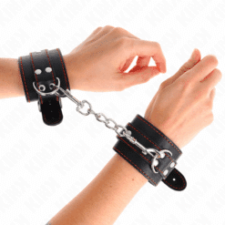 KINK - MUÑEQUERAS NEGRO CON DETALLES EN ROJO AJUSTABLE 20-28 CM X 5.5 CM - piKanteo | Despierta tu lado más piKante