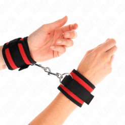 KINK - MUÑEQUERAS NYLON ROJO-NEGRO MODELO 2 AJUSTABLE 18-35 CM X 6 CM - piKanteo | Despierta tu lado más piKante