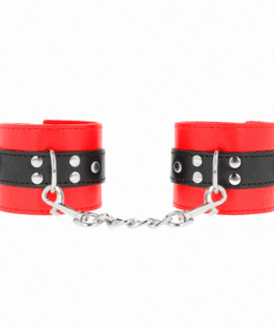 KINK - MUÑEQUERAS ROJO CON CORREA NEGRO AJUSTABLE 17-28 CM X 6 CM