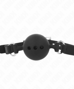 KINK - MORDAZA 55 x 2 CM DE BOLA 4.5 CM DE SILICONA COMPLETA TALLA M NEGRO AJUSTABLE 35-51 CM