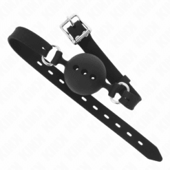 KINK - MORDAZA 55 x 2 CM DE BOLA 4.5 CM DE SILICONA COMPLETA TALLA M NEGRO AJUSTABLE 35-51 CM - piKanteo | Despierta tu lado más piKante