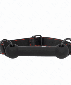 KINK - MORDAZA FORMA DE HUESO CON CORREA POLIPIEL NEGRO AJUSTABLE 41-57 CM