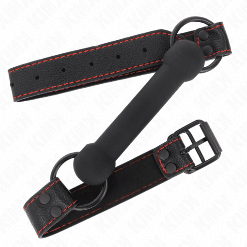 KINK - MORDAZA FORMA DE HUESO CON CORREA POLIPIEL NEGRO AJUSTABLE 41-57 CM - Imagen 2