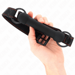KINK - MORDAZA FORMA DE HUESO CON CORREA POLIPIEL NEGRO AJUSTABLE 41-57 CM - piKanteo | Despierta tu lado más piKante