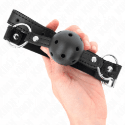 KINK - MORDAZA DE BOLA 4.5 CM NEGRA DURA HUECA MODELO 1 63.5 X 2 CM - piKanteo | Despierta tu lado más piKante
