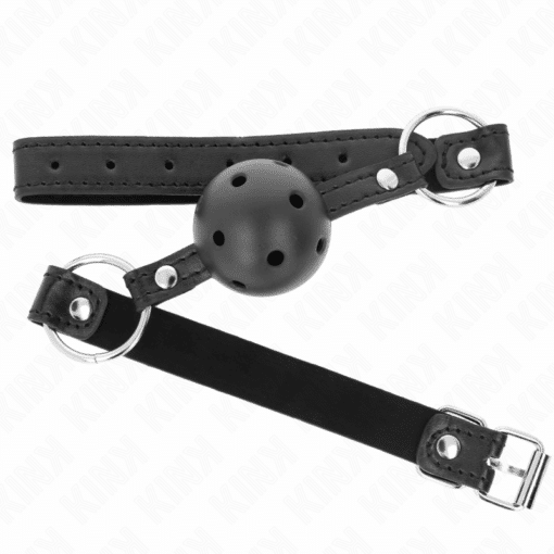 KINK - MORDAZA DE BOLA 4.5 CM NEGRA DURA HUECA MODELO 1 63.5 X 2 CM - Imagen 2