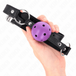 KINK - MORDAZA DE BOLA 4.5 CM MORADO DURA HUECA 63.5 X 2 CM - piKanteo | Despierta tu lado más piKante