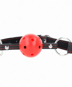 KINK - MORDAZA DE BOLA 4.5 CM ROJA DURA HUECA MODELO 2 65 x 2.5 CM