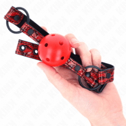 KINK - MORDAZA DE BOLA 4.5 CM CON PATRÓN DE DIAMANTE MODELO 1 64.5 CM AJUSTABLE 42- 60 CM - piKanteo | Despierta tu lado más piKante
