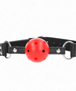 KINK - MORDAZA DE BOLA 4 CM TRANSPIRABLE CON DOBLE REMACHE DE CUERO 62 x 2.5 CM AJUSTABLE 42-58 CM