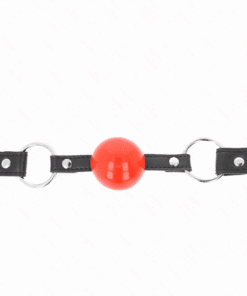 KINK - MORDAZA DE BOLA 4 CM CON CANDADO BOLA ROJA CORREA NEGRA 60 x 2 CM