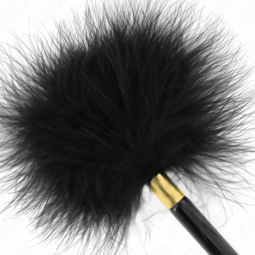 KINK - PLUMAS PARA COSQUILLAS METAL DORADO NEGRA 18 CM - Imagen 3