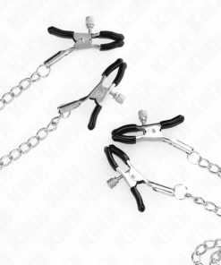 KINK - PINZAS PARA PEZONES Y CLÍTORIS 4 ENGANCHES AJUSTABLE PLATEADO