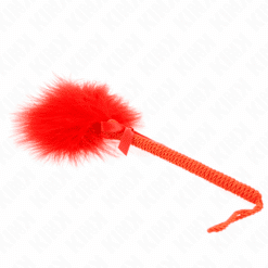 KINK - MASAJEADOR DE CUERDA DE NAILON CON PLUMAS PARA COSQUILLAS Y LAZO ROJO 25 CM - piKanteo | Despierta tu lado más piKante