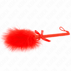 KINK - MASAJEADOR DE CUERDA DE NAILON CON PLUMAS PARA COSQUILLAS Y LAZO ROJO 25 CM - piKanteo | Despierta tu lado más piKante