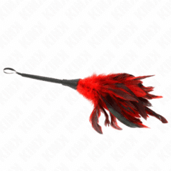 KINK - PLUMAS DE POLLO PARA COSQUILLAS CON FORMA CUERNO DE CRIADA ROJO 36 CM - piKanteo | Despierta tu lado más piKante
