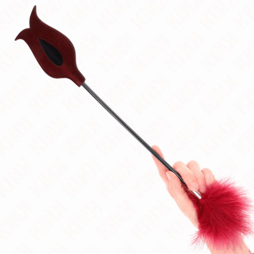 KINK - PLUMAS PARA COSQUILLAS CON PALETA FORMA DE ROSA 38 CM - Imagen 2