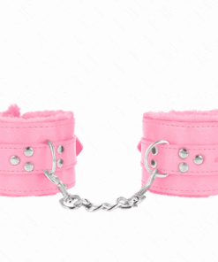 KINK - MUÑEQUERAS FORRADAS CON AGUJEROS CUADRADOS ROSA Y CORREA ROSA AJUSTABLE 17-29 CM X 6 CM