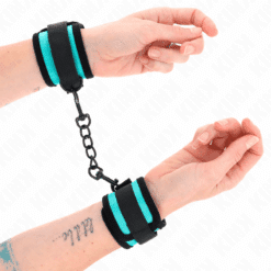 KINK - MUÑEQUERAS NEGRO-AZUL AJUSTABLE 18-32 CM X 5 CM - piKanteo | Despierta tu lado más piKante