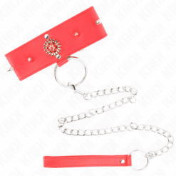 KINK - COLLAR CON CORREA 65 CM CUELLO DE DIAMANTES ROJO AJUSTABLE 35-51 CM X 7 CM - piKanteo | Despierta tu lado más piKante